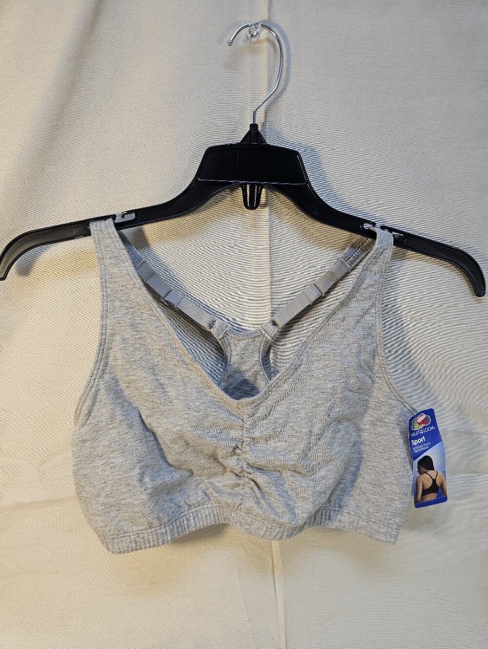 Women's Fruit Of The Loom Grey Sport Shirred Front Racerback Size 38